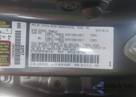 2016 Toyota Tacoma Trd Sport из США, поврежденный, VIN 5TFDZ5BN9GX007642